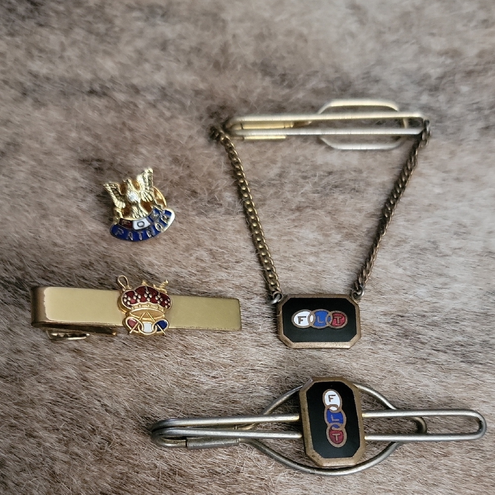 Vtg. Order of Oddfellows Tie Clasps & Pin